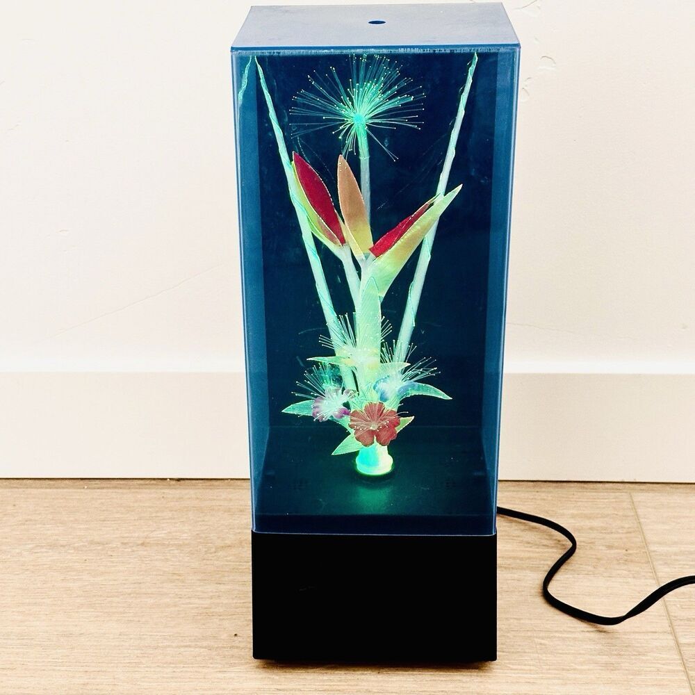 Vintage TA Fiber Optic 14" Color Changing Flowers Light Music Box Lamp 80’s READ